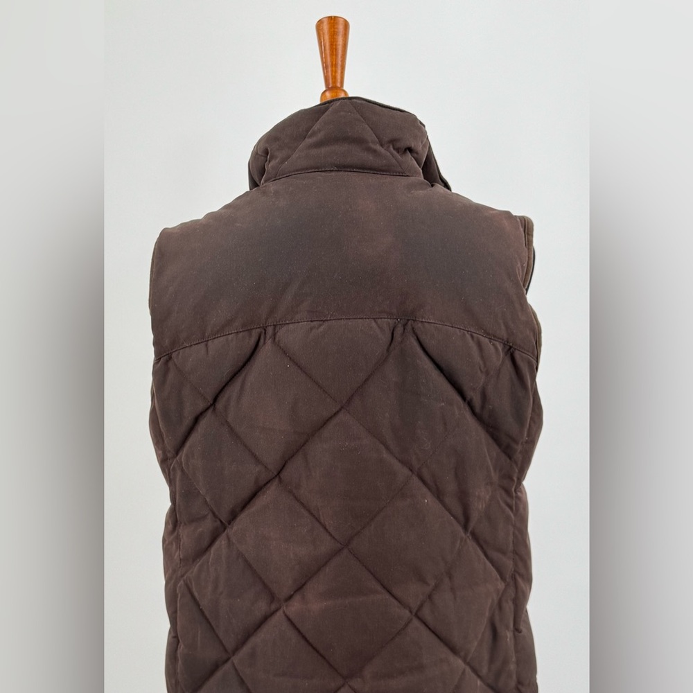 L.L.Bean Brown Quilted Waxed Cotton Goose Down Vest Size M - Picture 12 of 15
